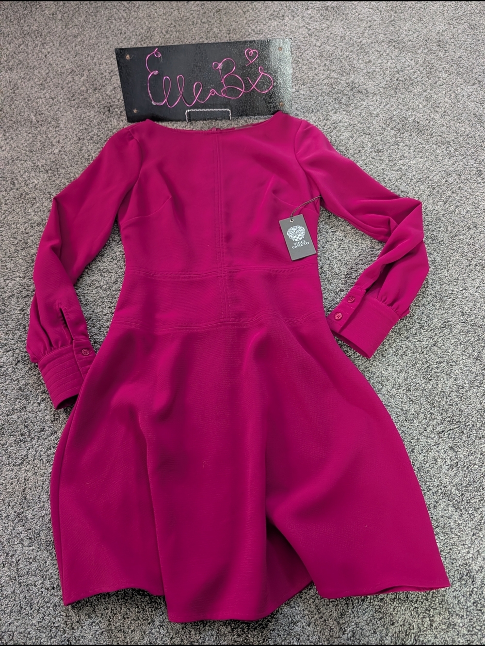 Nwt Vince Camuto Pink Long-Sleeve Fit-&-Flare Dress 2